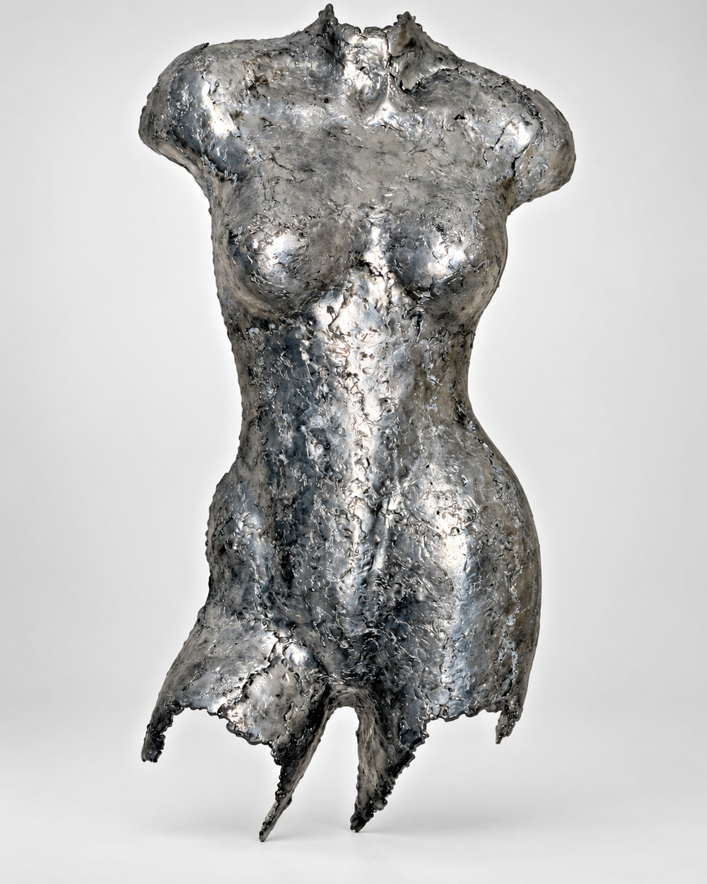 Vintage Pewter Female Torso Wall Sculpture by Rock Richardson Silver Signed ART